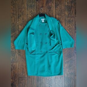 Vintage 80s Jeanne Durrell double button green long coat Size XL